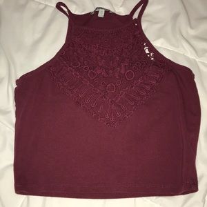 burgundy lace tank